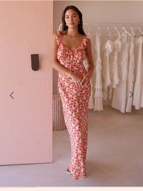 Roame Dorothy Midi Dress in Poppy - Size 4